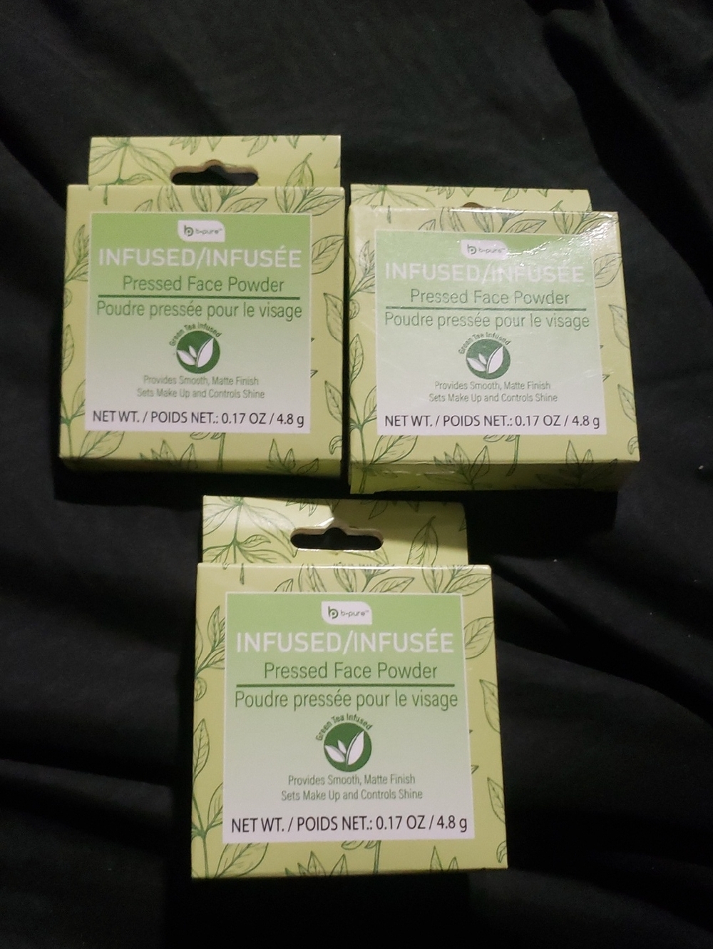 B-Pure Infused Pressed Face Powder 0.17oz x3 New Shine Control Matte